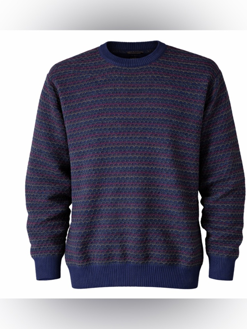 Vintage Textured Grandpa Knit Sweater – Blue Multi – large